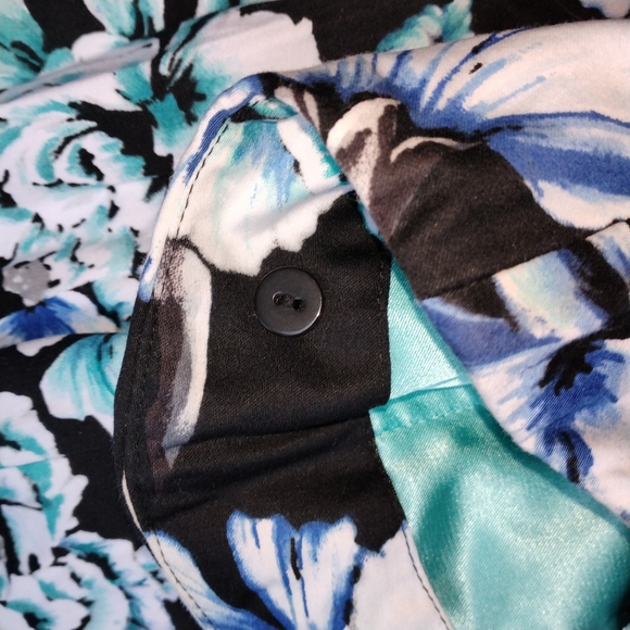 Anthropologie WHBM Black & Blue Strapless Floral Party Dress Machine Washable - Picture 6 of 10